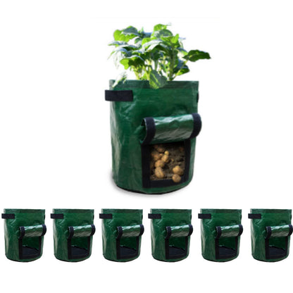 6-Pack Potato Grow Bags, Thick PE Fabric Pots for Plants, Sturdy Handles & Harvest Window, Aeration Fabric Pots Heavy Duty Vegetable Planter Bag for Tomato, Fruits (15 Gallon)