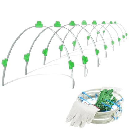 8-Pack Fiberglass Garden Hoops - High Flexibility Never Rust Bending Hoops with 24 Clips & Gloves for Raised Beds, Low Tunnels, Row Covers, Frost Protection & Pest Control (Fits 2-4 ft Wide Beds)