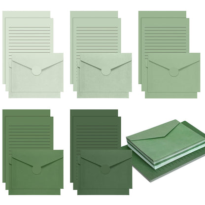 100 Pcs Stationery Lined Stationery Paper and Envelopes Set Includes 50 Letter Writing Paper and 50 Envelope for Office, 5.5 x 8.25 Inch(Sage Green)