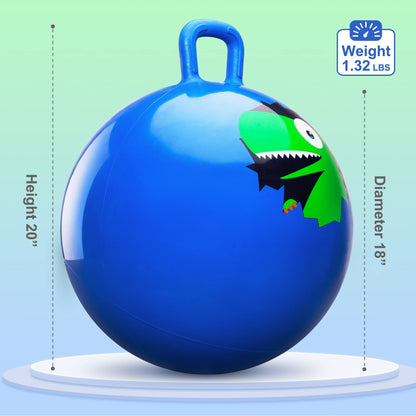 PlayZap Hopper Balls for Kids 3-8, 18 Inches Bouncy Ball with Handle, 18" Inflatable Bouncing Hopper, 45cm Jumping Toys, Garden Hopping Toys Girls Boys Gifts