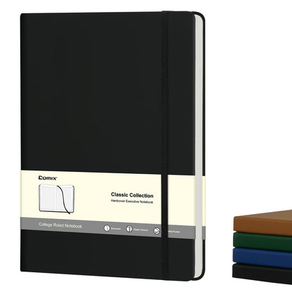 COMIX B5 Lined Journal Notebooks, 240 Pages, 6.9 x 9.8 Inches, Black, Hardcover Journaling Notebooks for Men & Women- Fits for Office, Business, School, Notes Taking & Writing