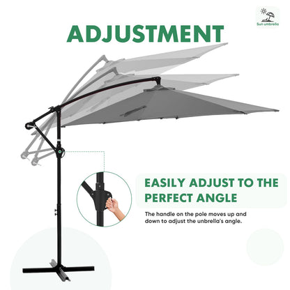 NEWBULIG 10FT Patio Umbrella, Offset Cantilever Outdoor Patio Table Umbrella, UV Protection, Fade Resistant Fabric, Easy Tilt Adjustment for Pool, Deck, Garden, Backyard, Gray