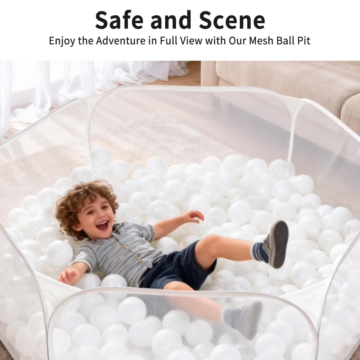 Kids Ball Pit, Large Pop Up Toddler Ball Pits 47inches Play Tent for Toddlers Girls Boys for Indoor&Outdoor Play Tent with Carry Tote, Balls Not Included (White)