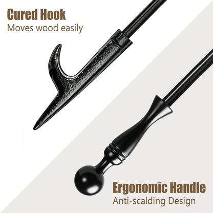 Heavy Duty 32” Long Fireplace Fire Pit Campfire Poker Stick and 26” Fireplace Tongs Tool Set Log Grabber Rust Resistant fire poker Camping Fireplace Tools for Indoor Outdoor Solo Stove Accessories