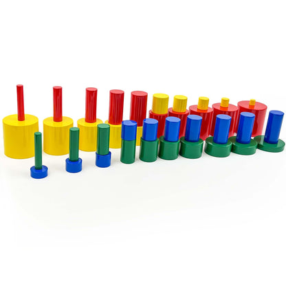 Hidoggy Montessori Knobless Cylinders(Set of 4), Early Educational Material Sensorial Toy for Toddler 3+, Preschool Learning for Kids Boy Girl Gift