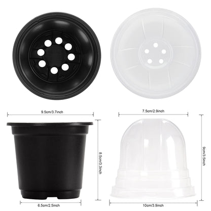 MIXC Plant Nursery Pots with Humidity Dome 4" Soft Transparent Plastic Gardening Pot Planting Containers Cups Planter Small Starter Seed Starting Trays for Seedling with 10pcs Plant Labels，30 Sets…