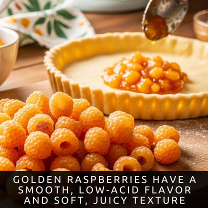 3 Gold Raspberry Plants – Live Fruit Bush (Rubus idaeus) – Sweet Yellow Heirloom Raspberries – High Yield Berry Plant for Outdoor Gardens - Easy to Grow Delicious Fruit (3 Rooted Plants)