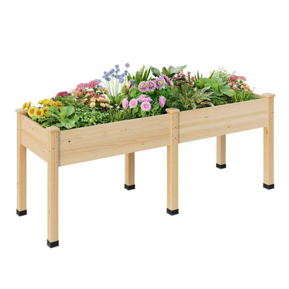 ZIENLIFE Wood Raised Garden Bed, 72x24x30in Elevated Wooden Planter Box with Legs Standing Growing Bed for Backyard, Patio, Balcony with Bed Liner, 200 Pound Capacity