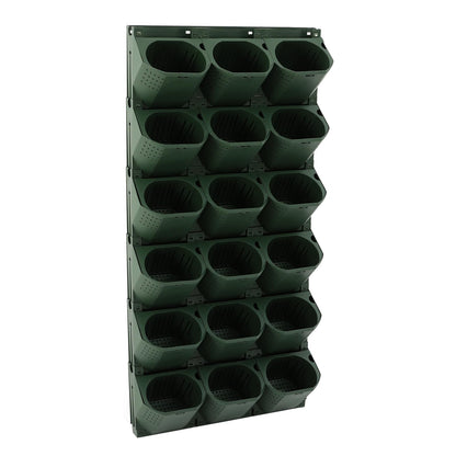 kunghei 36-Pot Wall Mounted Planter – Vertical Wall Planter with Water Storage Layer, Stackable Flower Pot Holder for Indoor Outdoor Garden Balcony (12 * 3-Pot) (Army Green)