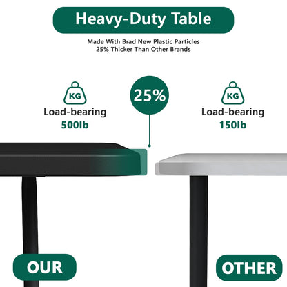 MAKE CHANGES 6FT Folding Table, Heavy Duty Plastic Fold-in-Half Utility Table with Handle, Portable Camping Picnic Table with Steel Legs for Indoor Outdoor Party, Dining, Black,2 Pack