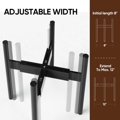 MUDEELA 2 Pack Indoor Plant Stands, 2 Tier Tall Plant Stand 30 inches, Mid Century Bamboo Plant Stand, Adjustable Width 8 - 12 inches, Fits Pot Size of 8 9 10 11 12 inches Pot & Plant Not Included, Black