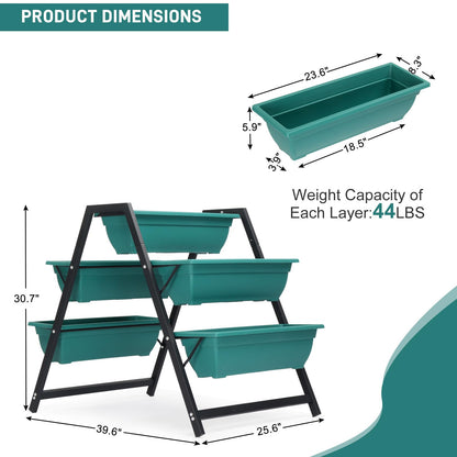 5-Tier Vertical Raised Garden Bed with 5 Planter Boxes, Large Mobile Garden Planter Stand for Herbs Flowers Vegetables, Outdoor Indoor Tiered Plant Bed for Patio Balcony Backyard