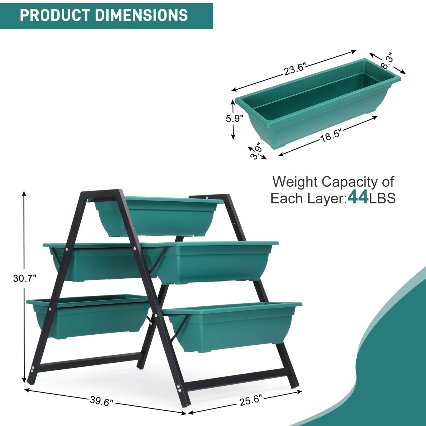 Raised Bed with 5 Garden Planter Boxes- Perfect to Grow Vegetables Herbs Flowers Garden Planter Bed, Planter Stand with 5 Boxes, Raised Garden Bed for Herbs, Flowers, Gaden Tower for Flowers