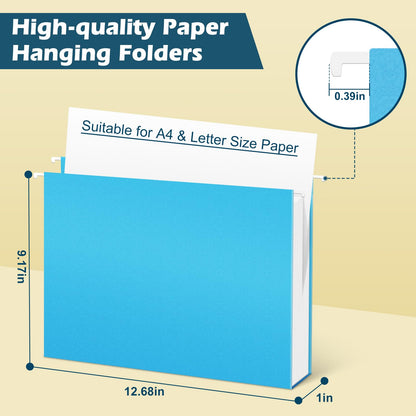 V-Opitos 36 Pack 1 Inch Expansion Hanging File Folders, Letter Size Hanging Folders with 1/5-Cut Adjustable Tab, Extra Capacity Hanging File Folders, Ideal School Classroom, Office Supplies