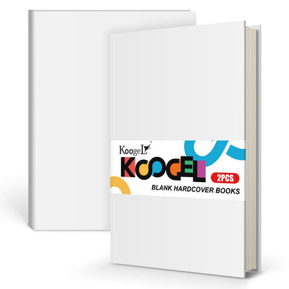 Koogel 2PCS Blank Hardbound Sketch Notebooks, White Drawing Notebooks 5.7" x 8.2" Hardcover Sketchbooks Blank Thick Smooth Notebook for Kids to Write Stories 50 Sheets 100gsm Inner Paper
