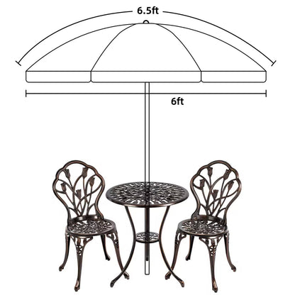AMMSUN Patio Umbrella, 6.5 ft Outdoor Table Umbrella with Tilt Steel Pole, UPF50+ Protection, Great for Outdoor Garden Backyard, Maroon