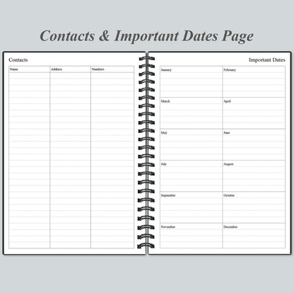 Daily Planner Undated - A5 To Do List Notebook Hourly Schedules, Spiral Appointment Planner for Women and Men, PVC Hardcover, Inner Pocket, Elastic Closure, 5.8" x 8.3", Black