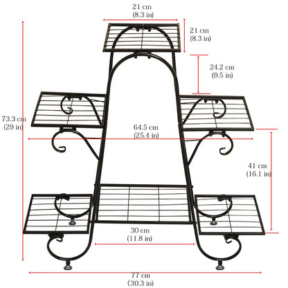 Cre Cra 6 Tier Plant Stand Metal Flower Pot Holder Plant Display Stand Indoor Outdoor Patio Flower Shelves Plant Rack