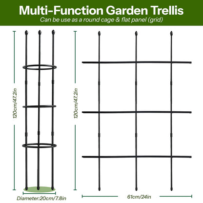 2 Pack Garden Trellis, 47" Trellis for Potted Plants, Tomato Cages, Plant Cages & Supports for Vines Crop, Plant Trellis for Climbing Plants Indoor Outdoor,Flower, Vines, Vegetable, Pots