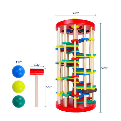 AVIUDHE Wooden Ball Drop Toy Kids Pounding Bench Hammer Pound Roll Ramp Toys Children Educational Montessori Gift for 3 4 5 Years Old Babies and Toddlers