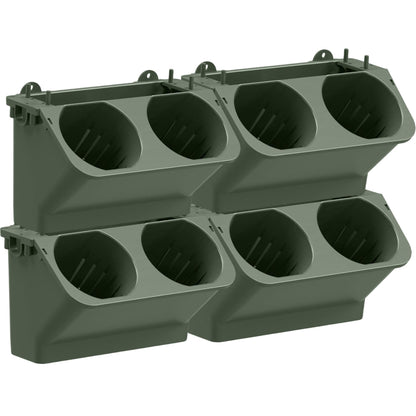 Latemeia Wall Planter, 4PCS 250ML Stackable Self Watering Vertical Wall Planter with 8 Pots, Plastic Hanging Plant Pots Holder for Indoor/Outdoor/Balcony/Terrace Decoration
