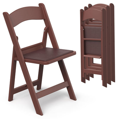 Nazhura Garden and Patio Folding Chair Set of 4 for Event and Wedding, Lightweight with Padded Seat, Water-Proof, Double Braced Frame, Non-Slip Feet, 900LB Capacity (Brown)