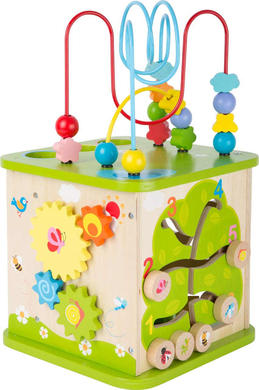 Small Foot 10605 Wooden motoric Cube with Five Sides of Fun, incl. motoric Loops and Ball Track, Multi