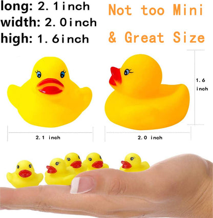 50-Pieces Float & Squeak Mini Duck Stress Relief Toys Stress Balls for Adult, Mini Round Eye Rubber Ducks Squeeze Fun for Birthday Party Office Christmas Stocking Stuffer Gift