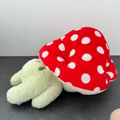 Enivtfz Frog Plush Toys, 10" Cute Frog with Red Mushroom Hat Stuffed Animals, Kawaii Plushies Gift for Kids Girls Adults Valentines Birthdays Gift（Light Green Red hat, 10inch