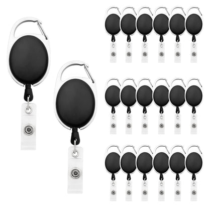 Fushing 20Pcs Retractable ID Badge Holders ID Badge Reels with Clip Retractable Badge Holders for Office Worker Doctor Nurse (Black)