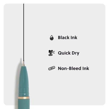 U Brands Catalina Felt Tip Pens with Rose Gold Accents, Medium (0.7 mm) Point, Black Ink, Set of 3, Fashion Soft Touch