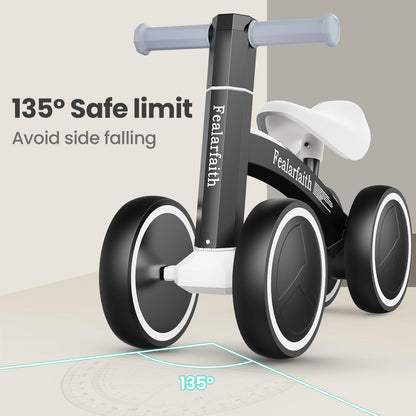 Baby Balance Bike for 1 Year Old Boys Girls, Toddler First Bike with 4 Colorful Lighting Wheels | 10-36 Month Toddler Balance Bike | First Birthday Gifts (Black)