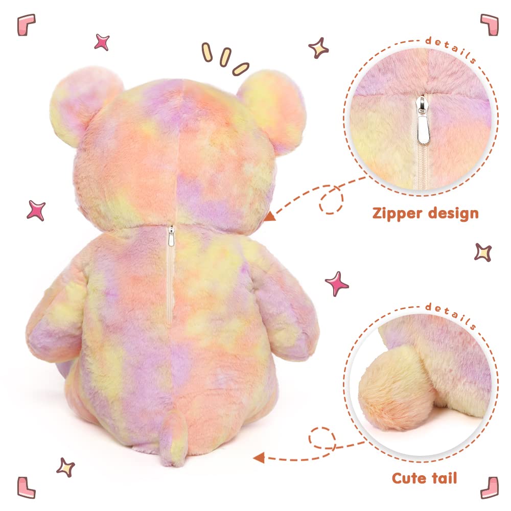 Tezituor 40in Giant Teddy Bear Stuffed Animal,Big Bear Plush Toys,Rainbow Yellow Soft Bear Plushies, Stuffed Animals Gifts for Baby Shower, Valentine, Christmas, Birthday, Party Decoration