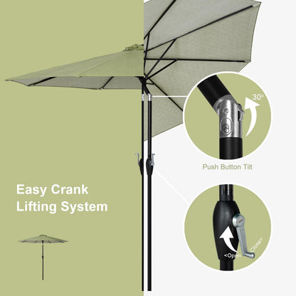 Tempera 9 ft Patio Umbrella Outdoor Table Market Umbrellas with 2-year Nonfading Canopy, 8 Sturdy Ribs and Push Button Tilt & Crank for Deck Pool Garden Lawn and Balcony