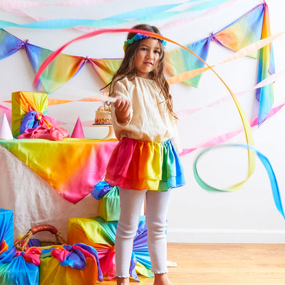 Sarah's Silks Rainbow Streamer - 8' Long Twirling Ribbon Wand for Kids | Montessori and Waldorf Toys
