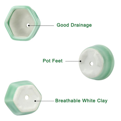 Bonsai Planter 1.8 inch (4.5cm) Mini Succulent Glazed Pots Set of 18 Green