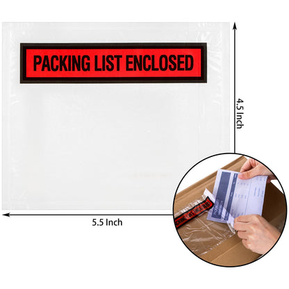 Nicunom 1000 Pcs Packing List Envelopes 4.5" x 5.5", Clear Adhesive Invoice Packing Slip Envelope Pouches Shipping Label Sleeves Top Loading Packing List Enclosed Bags for Mailing