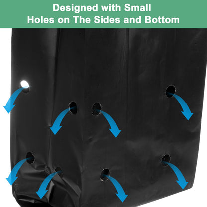 M METERXITY 50-Pack Nursery Growing Bags, 9.4" x 10.6" Thicken Plastic Nursery Bags, Gardening Seed Plant Bags for Potato/Flower/Tomato/Plant Starts/Home Gardening Supplies [Black]
