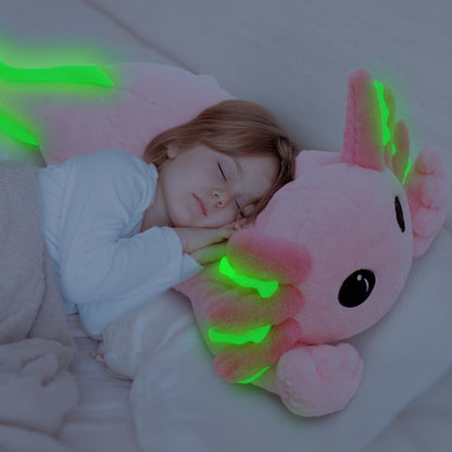 MaoGoLan Giant Axolotl Plush Toy Stuffed Animal, 40" Glow in The Dark Axolotl Plush Pillow for Girl Boy Kid, Soft Jumbo Pink Salamander Body Pillow for Birthday Gift Baby Shower Party Favor Decor