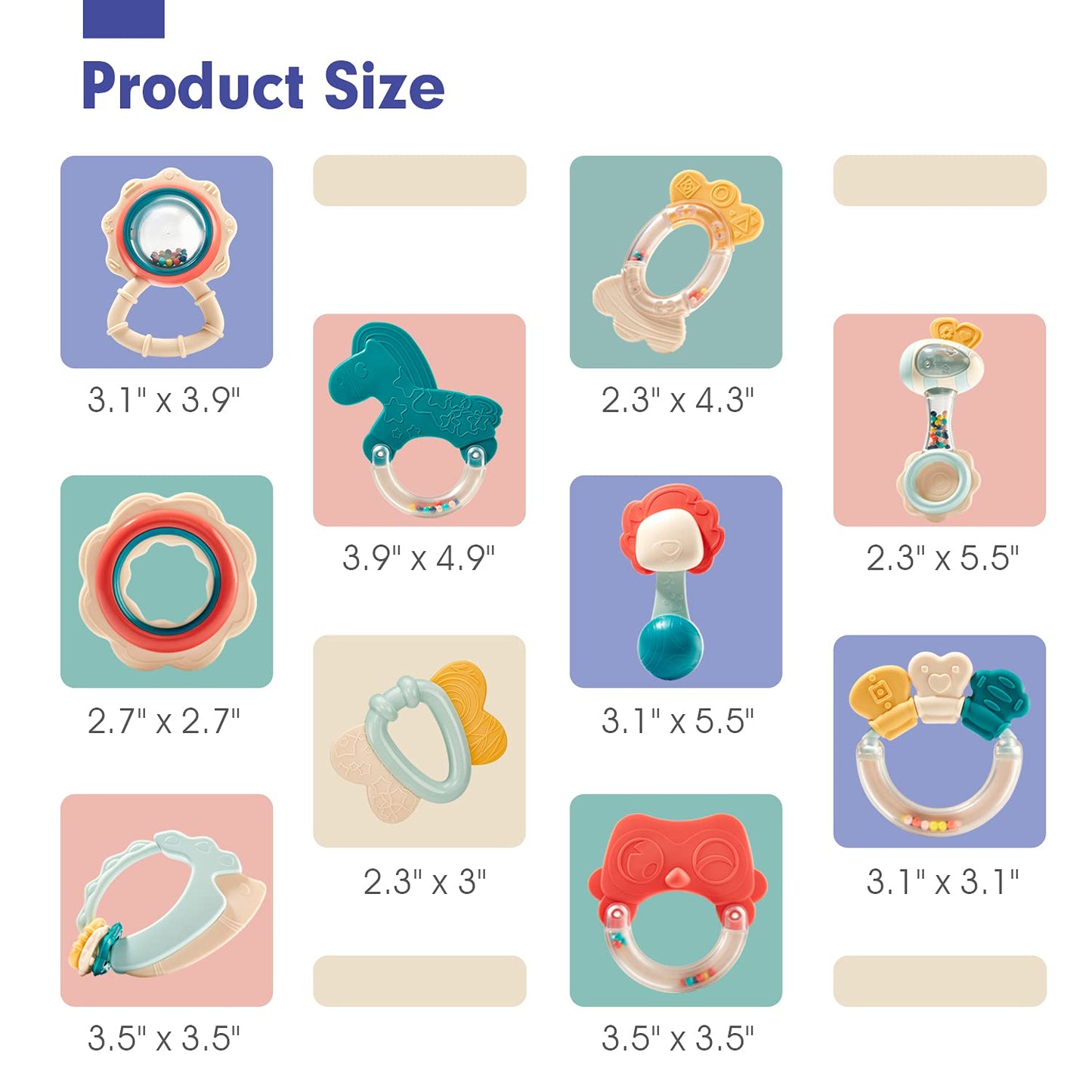 hahaland Baby Toys 0-6 Months - Baby Rattles Teething Toys 3-6 Months, Newborn Infant Toys 6-12 Months, Teether Grasping Shaker Toy Baby Gifts 6 5 4 3 Month Old Must Haves Montessori Rattle for Babies