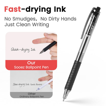 Sooez 80 Pack Pens Bulk, Ballpoint Pens with Soft Grip, Retractable Black Ink Pen, Medium Point 1.0mm for Note-Taking & Journaling, Smooth Writing No Bleed for Nurses Servers Teachers School Office