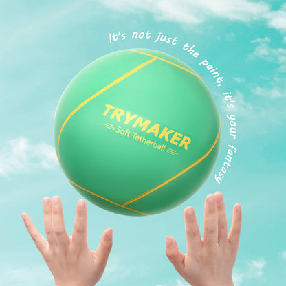 Trymaker Tetherball Ball and Rope, 2 Set in 1 Tether Balls and Rope Set, Replacement Tetherball for Adult Green Backyard Outdoors