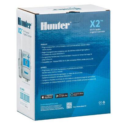 Hunter X2 14-Station Outdoor Sprinkler Controller, Wi-Fi Capable Smart Irrigation System, Hydrawise Compatible, Weather-Based Scheduling for Lawn and Garden