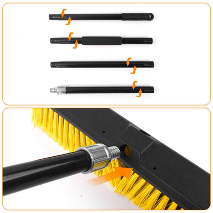TOMAIX 24 Inches Push Broom Outdoor，Commercial Broom Brush，Stiff Bristle Brush with 61.8 inches Long Handle for Patio Garage Deck Street Shop Warehouse Lawn Driveway -2 Pack