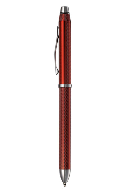 Cross Tech3+ Engraved Refillable Multi-Function Ballpoint Pen with Stylus, Medium Ballpen And Pencil, Includes Premium Gift Box - Translucent Red