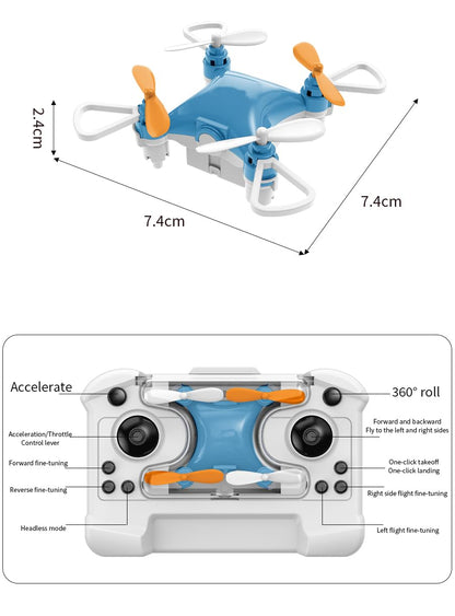 Mini Drone with Easy Stunt Flights & 360° Tricks - Perfect Beginner-Friendly Flyer, Mini Drone for Kids with LED & Altitude Hold & Propeller Protection, 360°flips, For Indoor Outdoor (Blue)