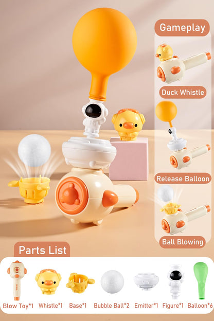 ARHEQI Breathing Exerciser for Kids, Sensory Toys with Whistle, Floating Blow Pipe Balls, Balloon Launcher, Autism Speech Therapy Toys for 3 4 5 6 7 Year Old Boys Girls Gifts-Yellow
