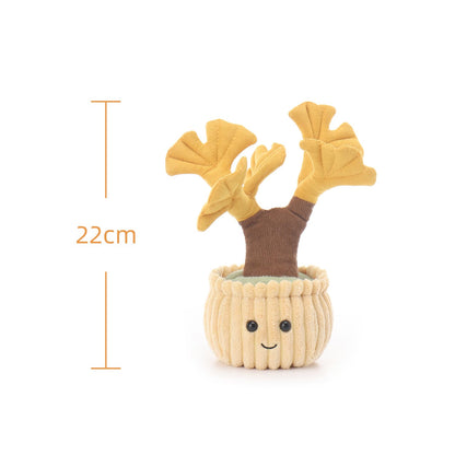 Apricot Lamb Potted Ginkgo Plant Stuffed Animals for Kids, Soft Cute Plush Toys for Baby Girl and Boy, 8.7 Inches