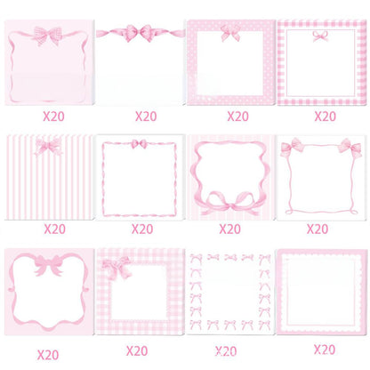 Cute Sticky Notes 3x3 Pink Bow Sticky Note Pads Aesthetic Coquette Bows Note Pad Self-Stick Ribbon Bowknot Stickey Notes Memo Pad Stationery Study School Essentials Desk Office Teacher Supplies