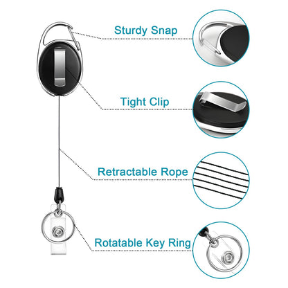 JEFURE 100 Pcs Badge Reel, ID Badge Holder Retractable Clip, Heavy Duty Keychain Badge Reel，Badge Clip, Bulk Lanyard for Wear Keys, ID Card, Name Hold